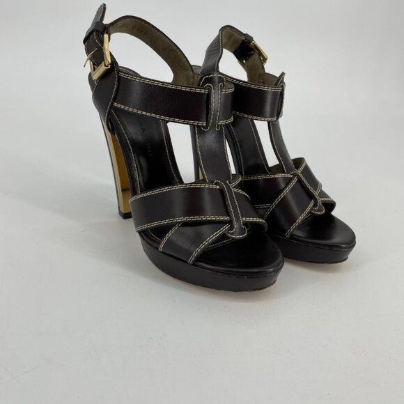 Barbara Bui brown  gold strappy buckle high heel sandals - Picture 13 of 16